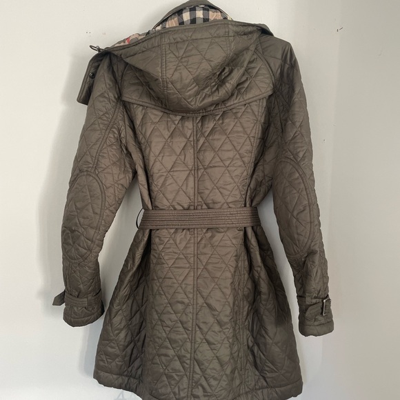 Burberry Quilted Trench Coat in Olive - Picture 3 of 7